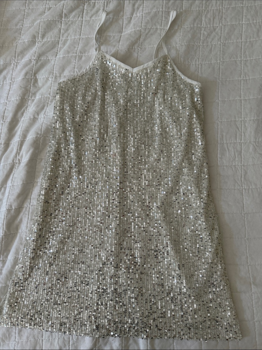Girls Medium Silver Sequin Dress